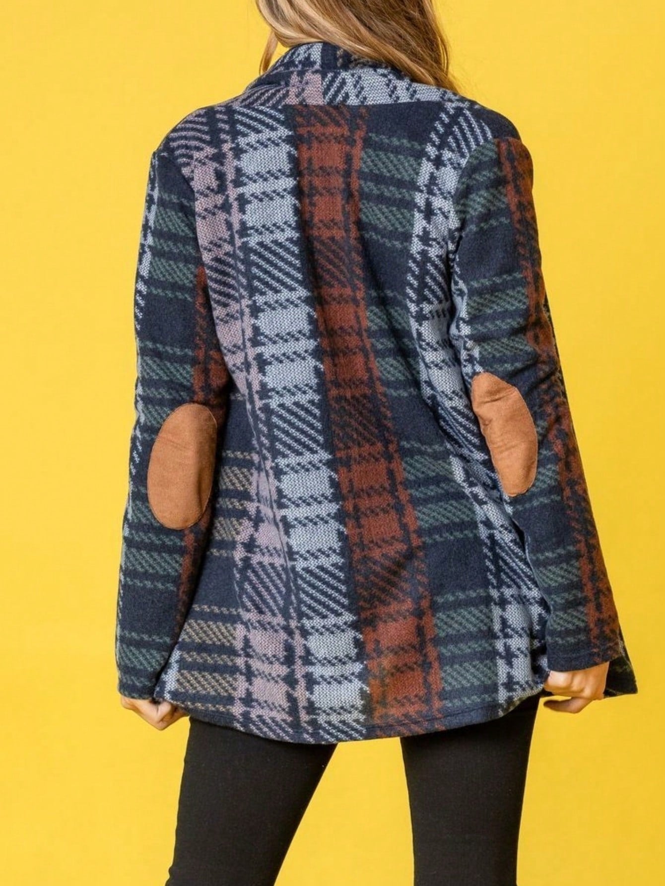 Boho Vintage 90's Plaid Stripe Tie Dye  Elbow Patch 60's Classic Slouch Cardigan With Pocket