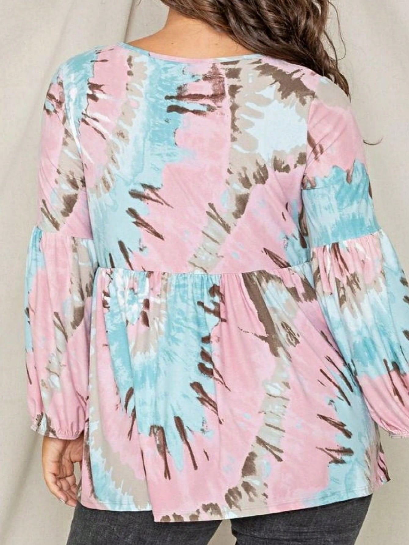 Boho Layered Floral Medallion plaid Crew Neck Cute, Small To Plus Extended Size