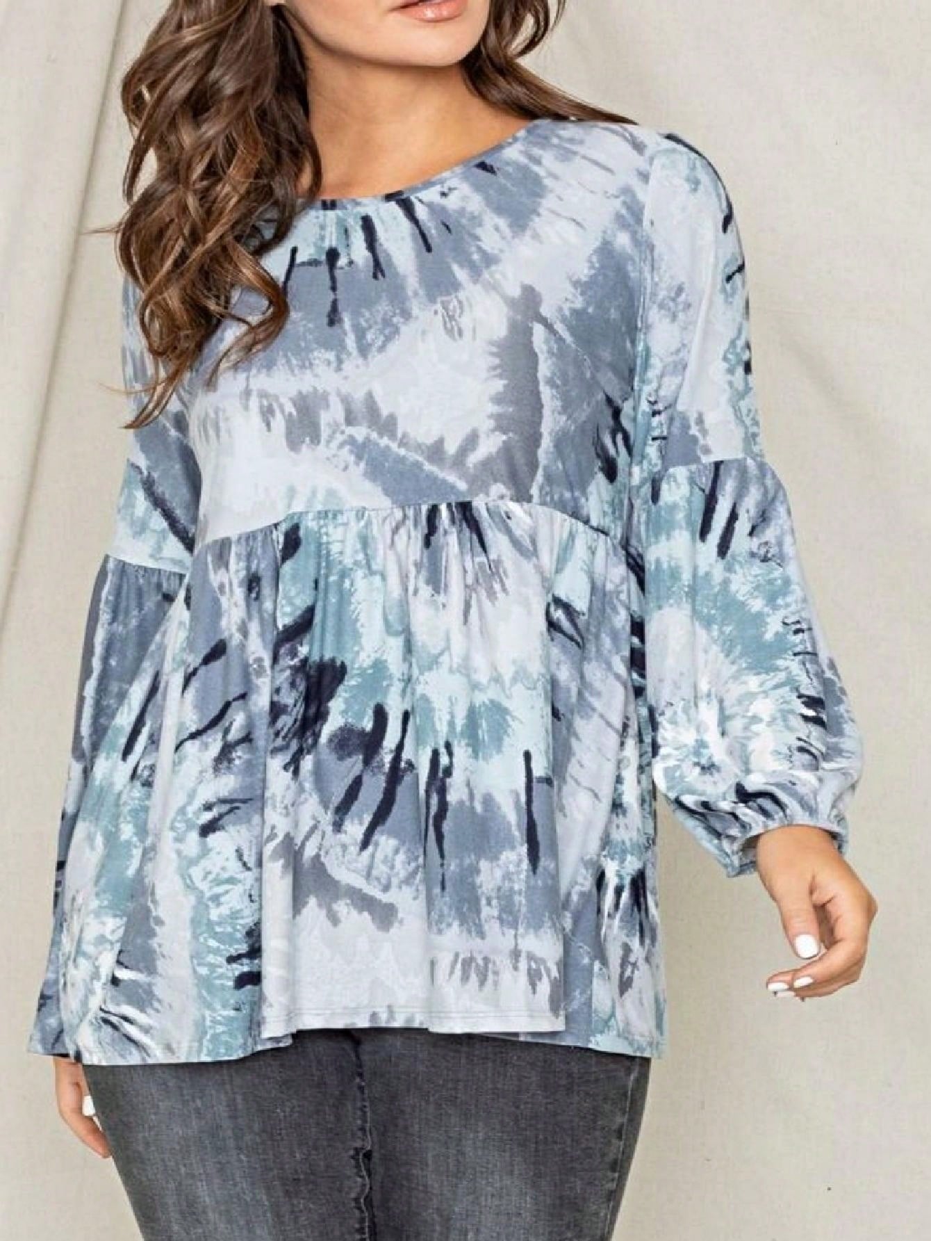 Boho Layered Floral Medallion plaid Crew Neck Cute, Small To Plus Extended Size