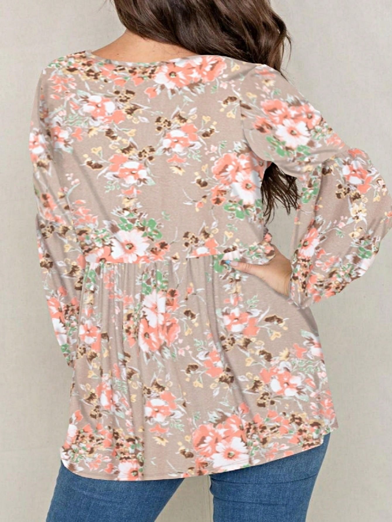 Boho Layered Floral Medallion plaid Crew Neck Cute, Small To Plus Extended Size