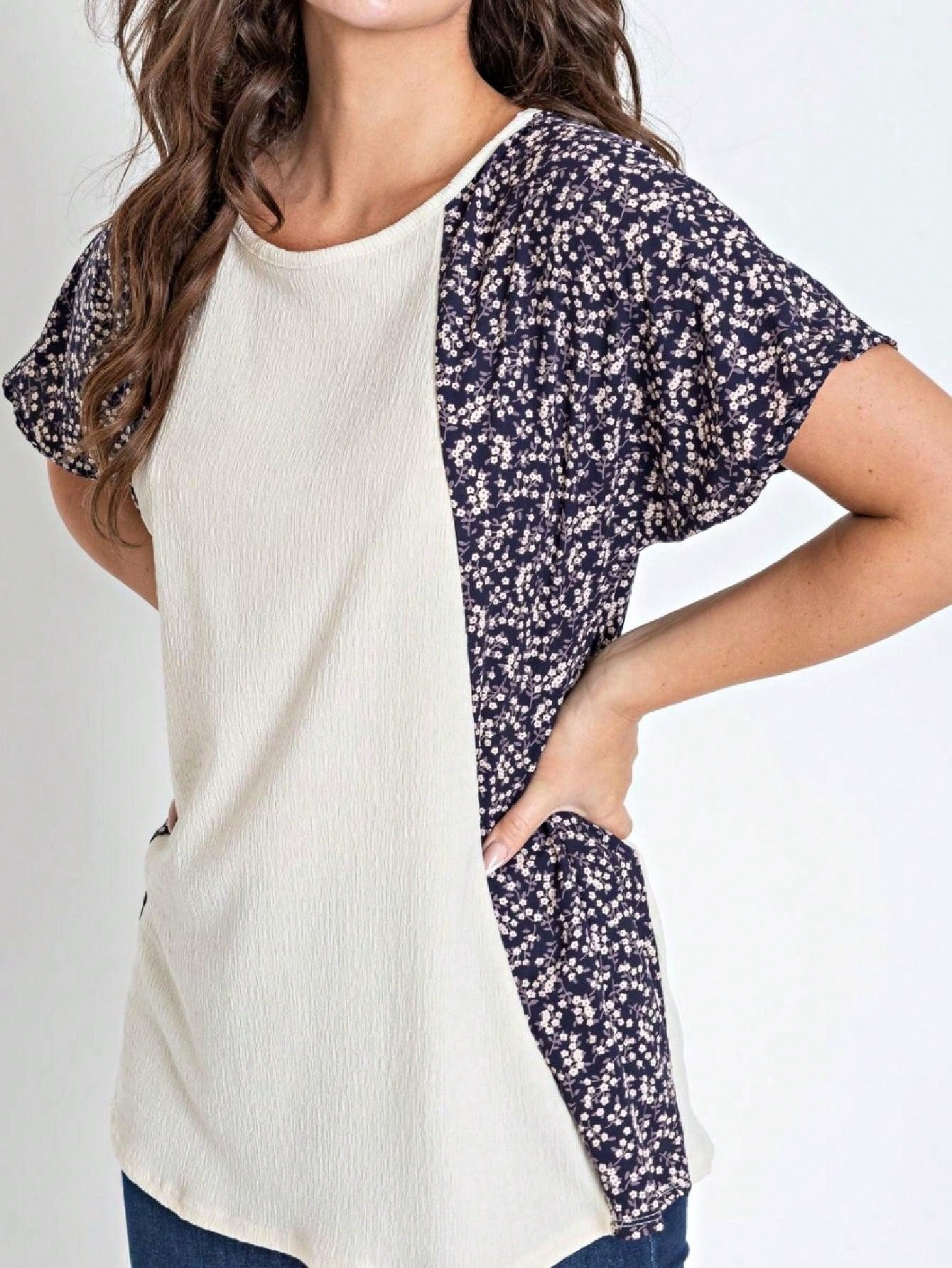 Boho Retro 90's Vintage Crinkled Yellow Mint Pink Vanilla Cream Cute Side Cut Top Blouse Cool Tunic