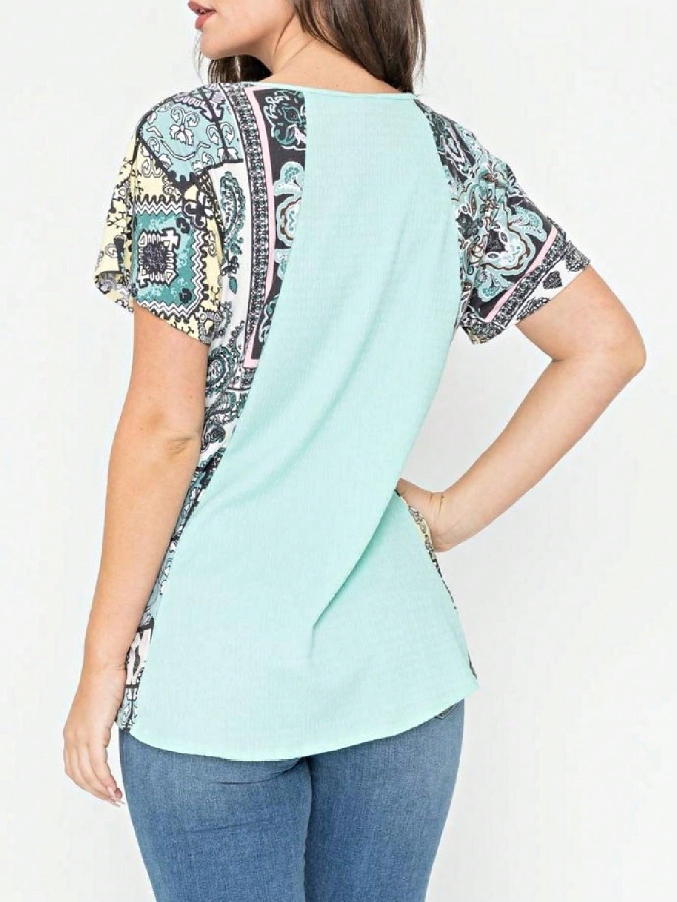 Boho Retro 90's Vintage Crinkled Yellow Mint Pink Vanilla Cream Cute Side Cut Top Blouse Cool Tunic