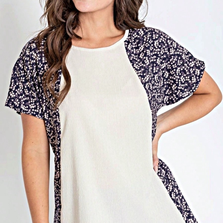 Boho Retro 90's Vintage Crinkled Yellow Mint Pink Vanilla Cream Cute Side Cut Top Blouse Cool Tunic