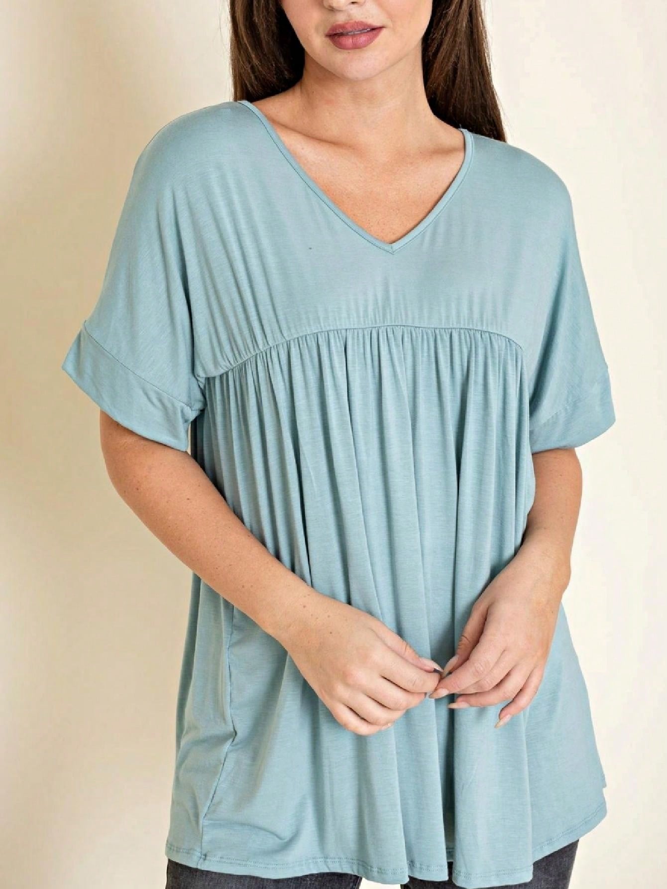 Boho Retro Soft Solid Green Yellow Cute Baby Doll Top Blouse Tunic  Off Shoulder Square Neck Flutter Bell Sleeve  Small To 3 XL Plus