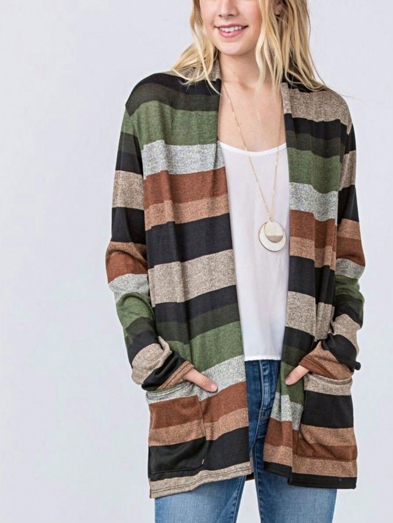 Boho Vintage 90's Plaid Stripe Tie Dye  Elbow Patch 60's Classic Slouch Cardigan With Pocket