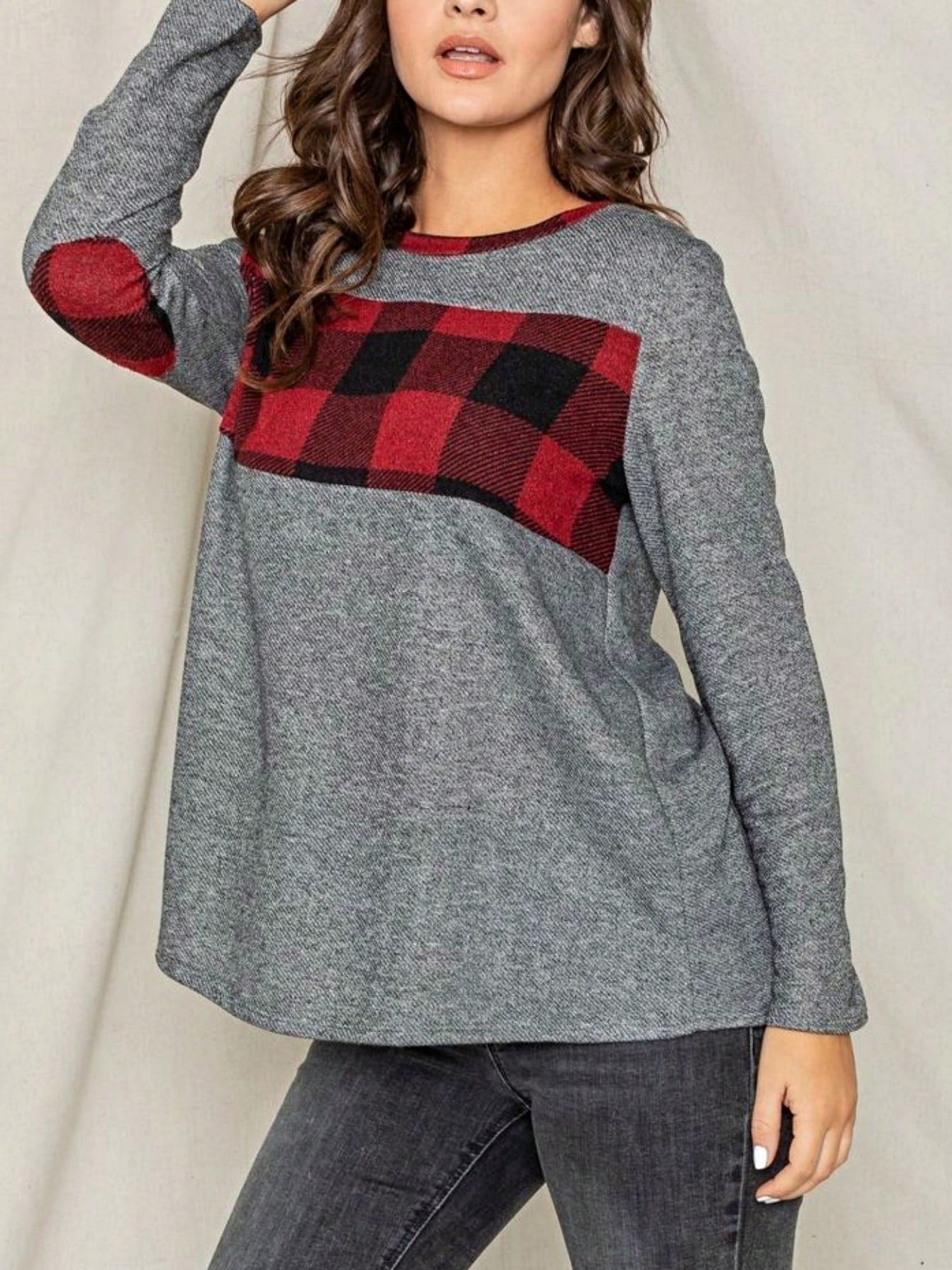 Boho Retro 90's Vintage Preppy Aline Baby Doll Checkered Cotton Top Blouse Cozy Plaid Fall Winter Tunic