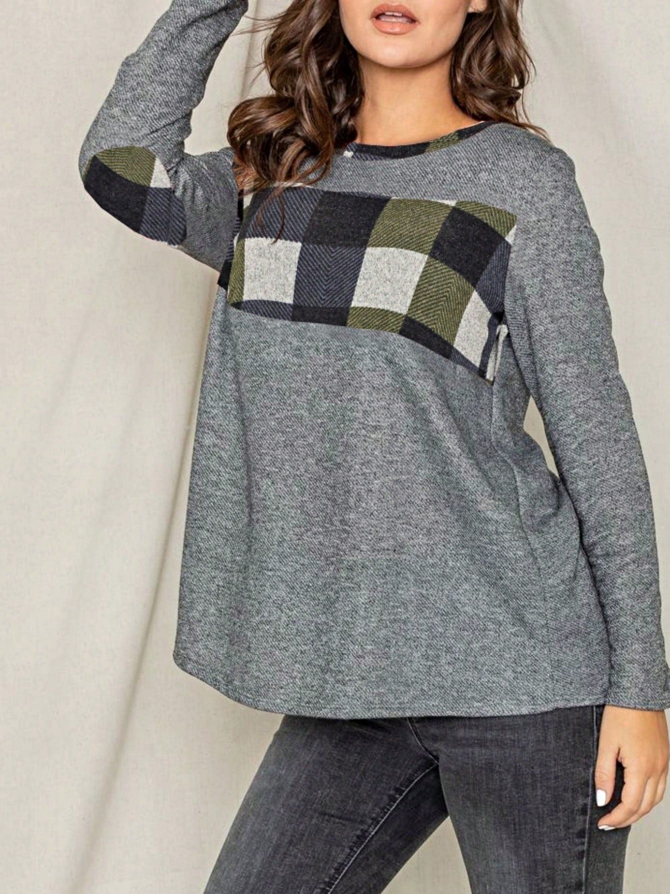 Boho Retro 90's Vintage Preppy Aline Baby Doll Checkered Cotton Top Blouse Cozy Plaid Fall Winter Tunic