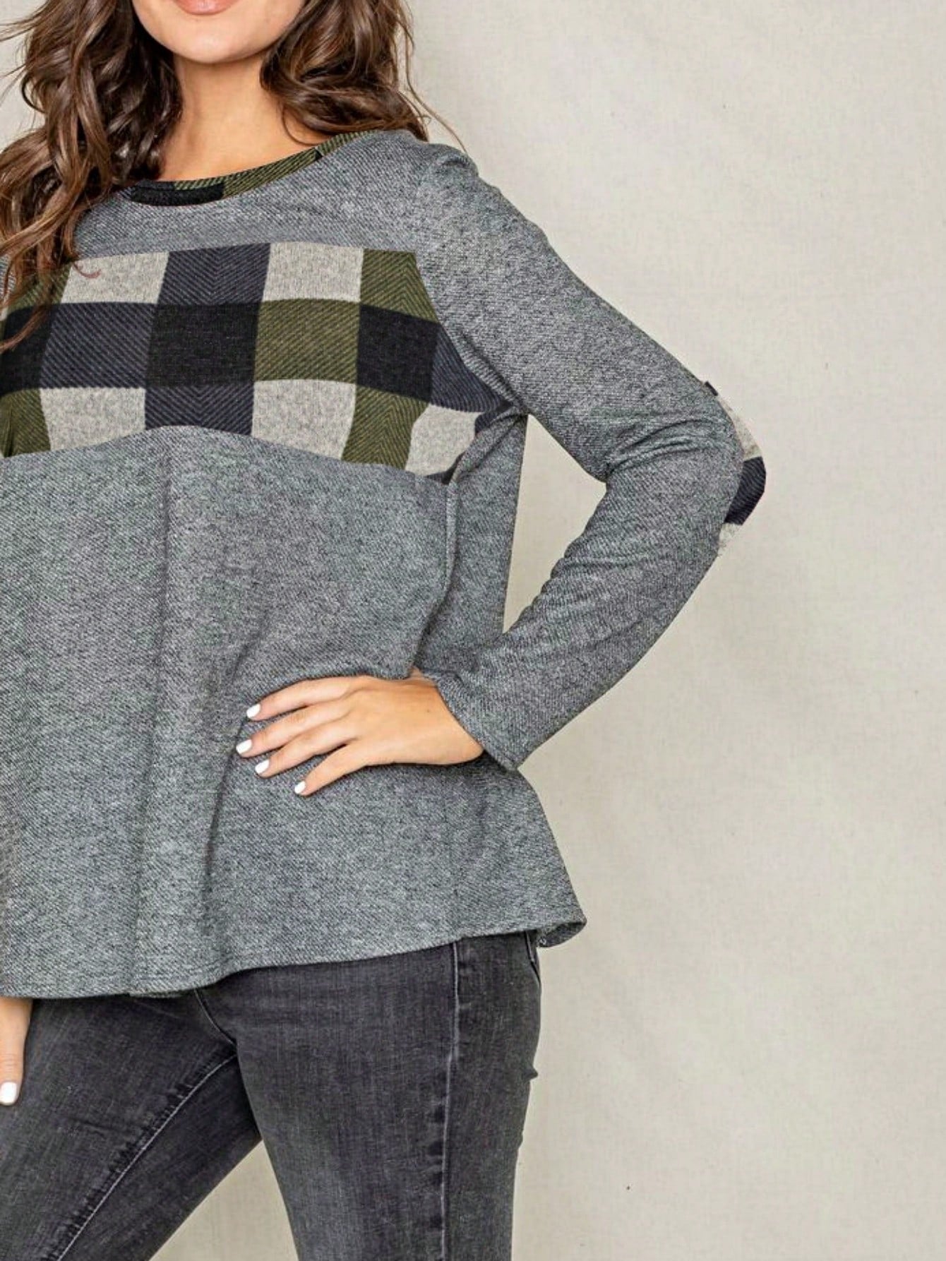 Boho Retro 90's Vintage Preppy Aline Baby Doll Checkered Cotton Top Blouse Cozy Plaid Fall Winter Tunic