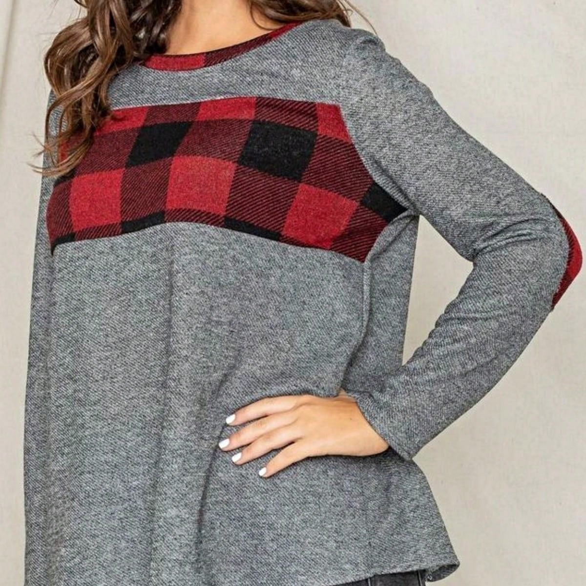 Boho Retro 90's Vintage Preppy Aline Baby Doll Checkered Cotton Top Blouse Cozy Plaid Fall Winter Tunic