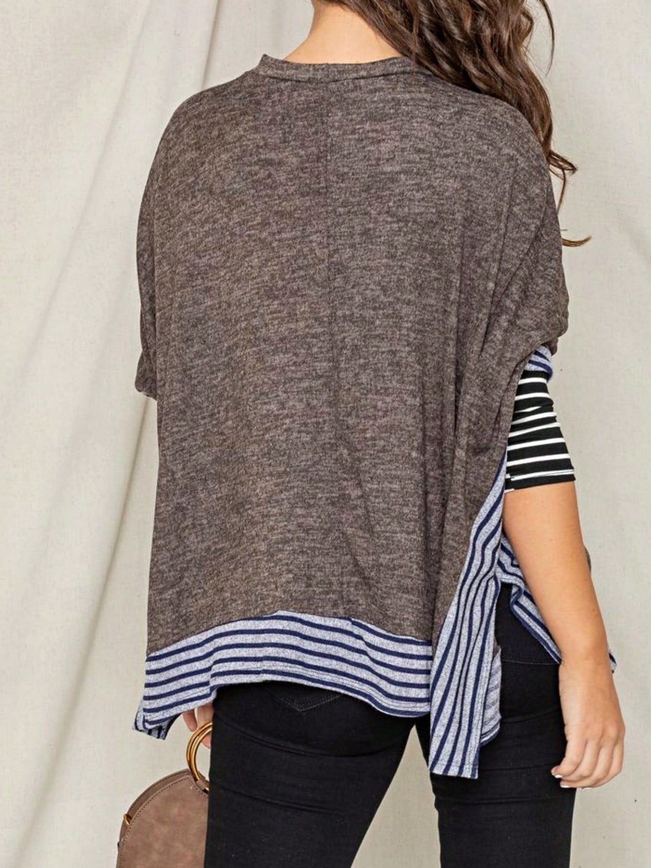 Boho Retro 90's Vintage Black Round Cowl Draped Neck Nordic Dolman Batwing Sleeve Poncho Cape Tunic Top Sweater Pullover