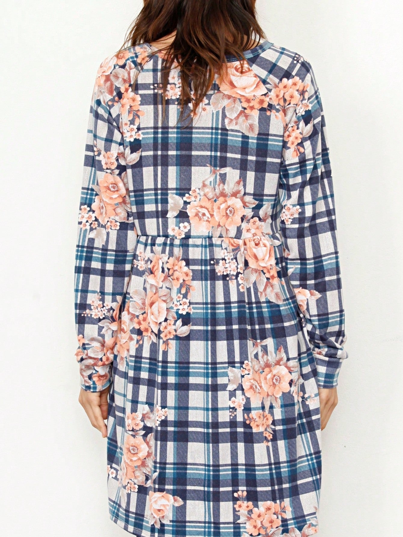 Boho Retro Stripe Plaid  Notch Neck Tab Sleeve  2K Shirt Tunic Shirt