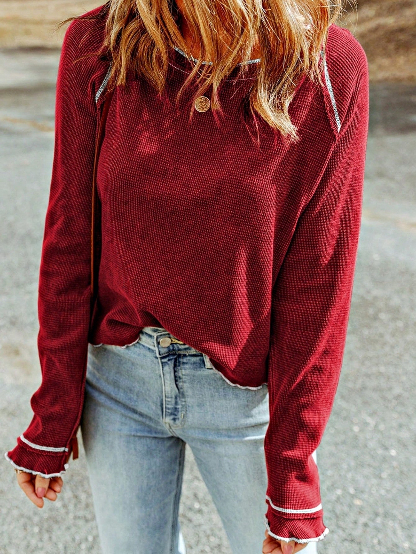 Boho Retro 90's Textured Mesh Color Block Floral Sleeve Drop Raglan Round Mock Neck  Layering Shoulder Mesh Lace Half And Long Sleeve Ivory Cream Navy Red Crew Neck Top Shirt Blouse