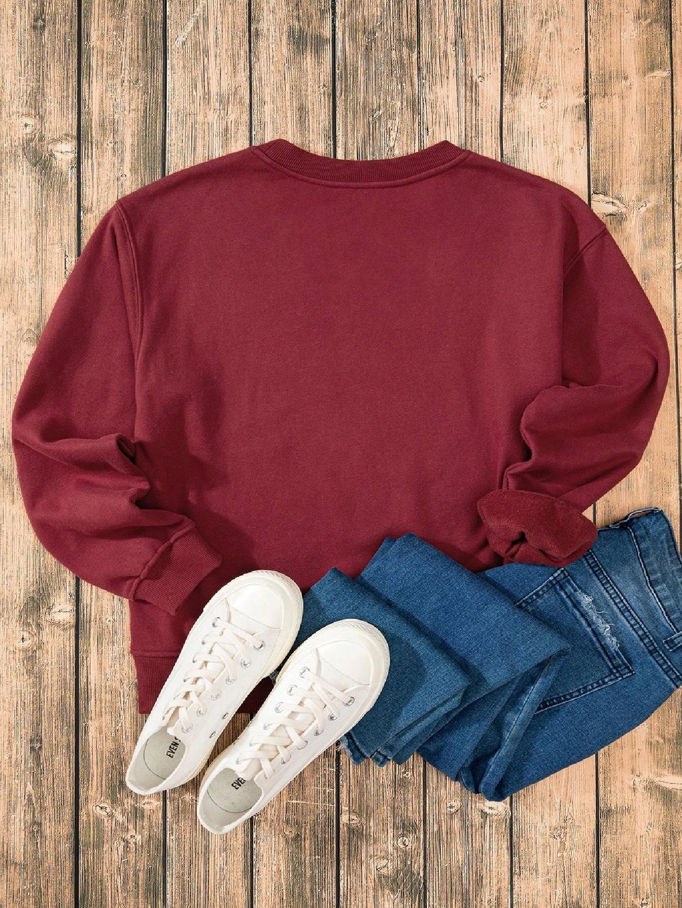 Boho Retro Cream Beige Vintage 90's Star Jean Patch Cotton Mix Long Sleeve Top Pull Over Dolman Sleeve Sweatshirt Pullover