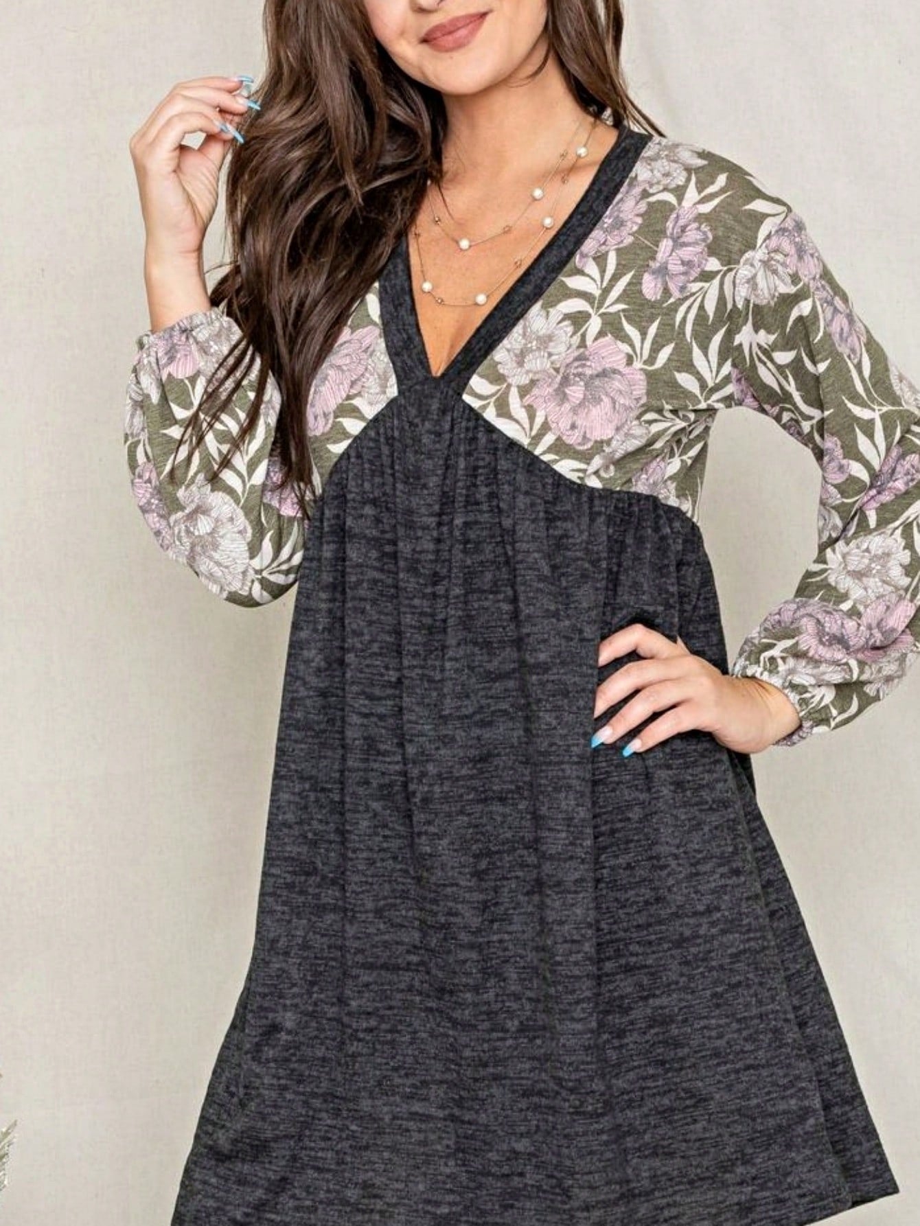 Boho Retro Half  Long Balloon Sleeve Ruffle Bell  Tiered Patch Work Flower Tiered Knit Dress