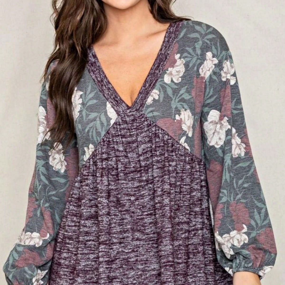 Boho Retro Half  Long Balloon Sleeve Ruffle Bell  Tiered Patch Work Flower Tiered Knit Dress