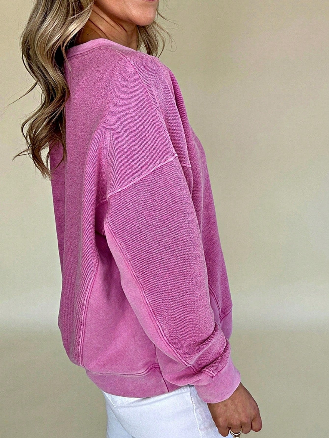 Boho Retro Vintage 90's Cotton Vanilla Beige Button Waffle Patchwork Long Pocket Sleeve Henley Knit Top Sweat Shirt Pullover