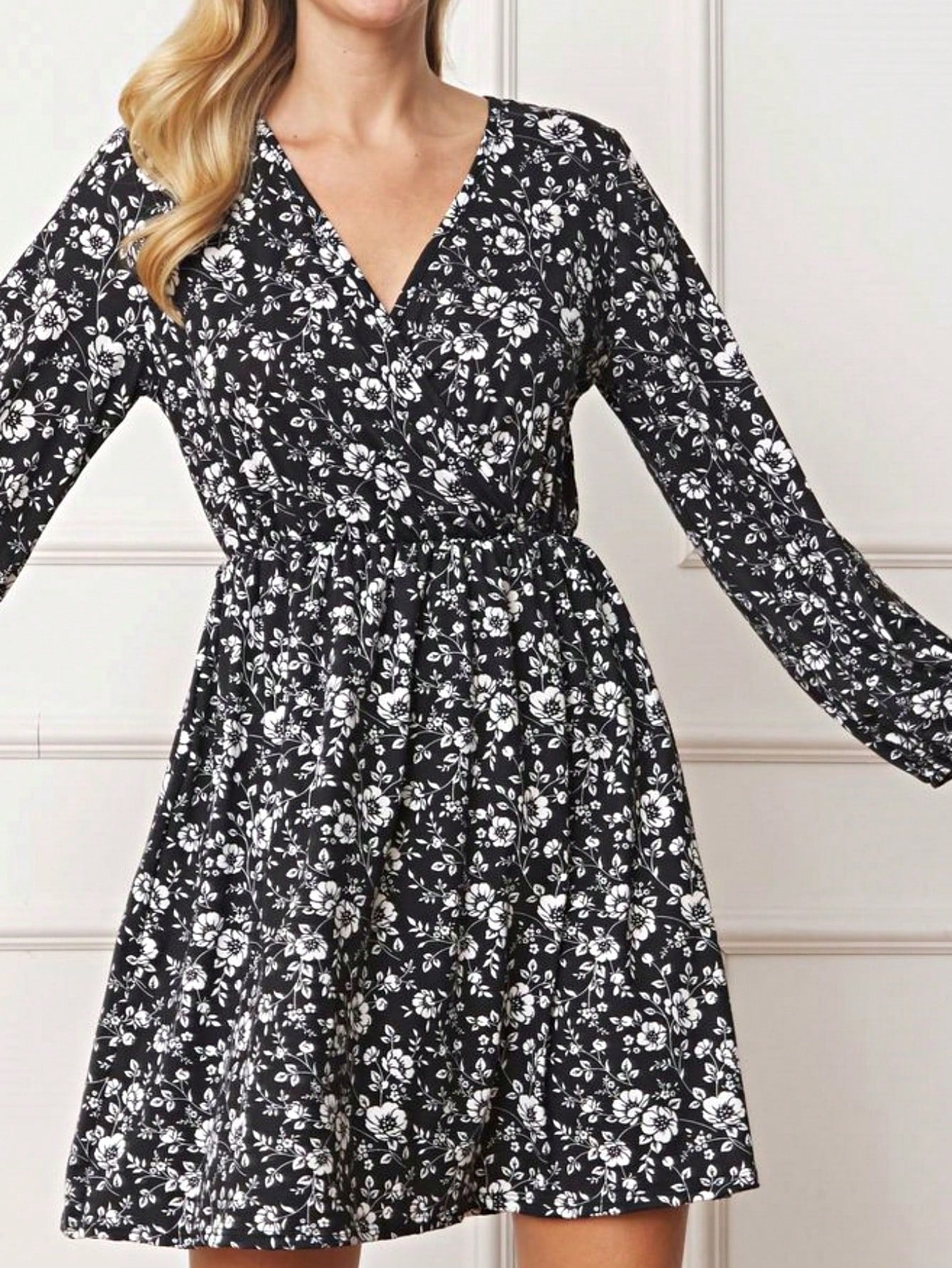 Boho Retro Half  Long Balloon Sleeve Ruffle Bell  Tiered Patch Work Flower Tiered Knit Dress