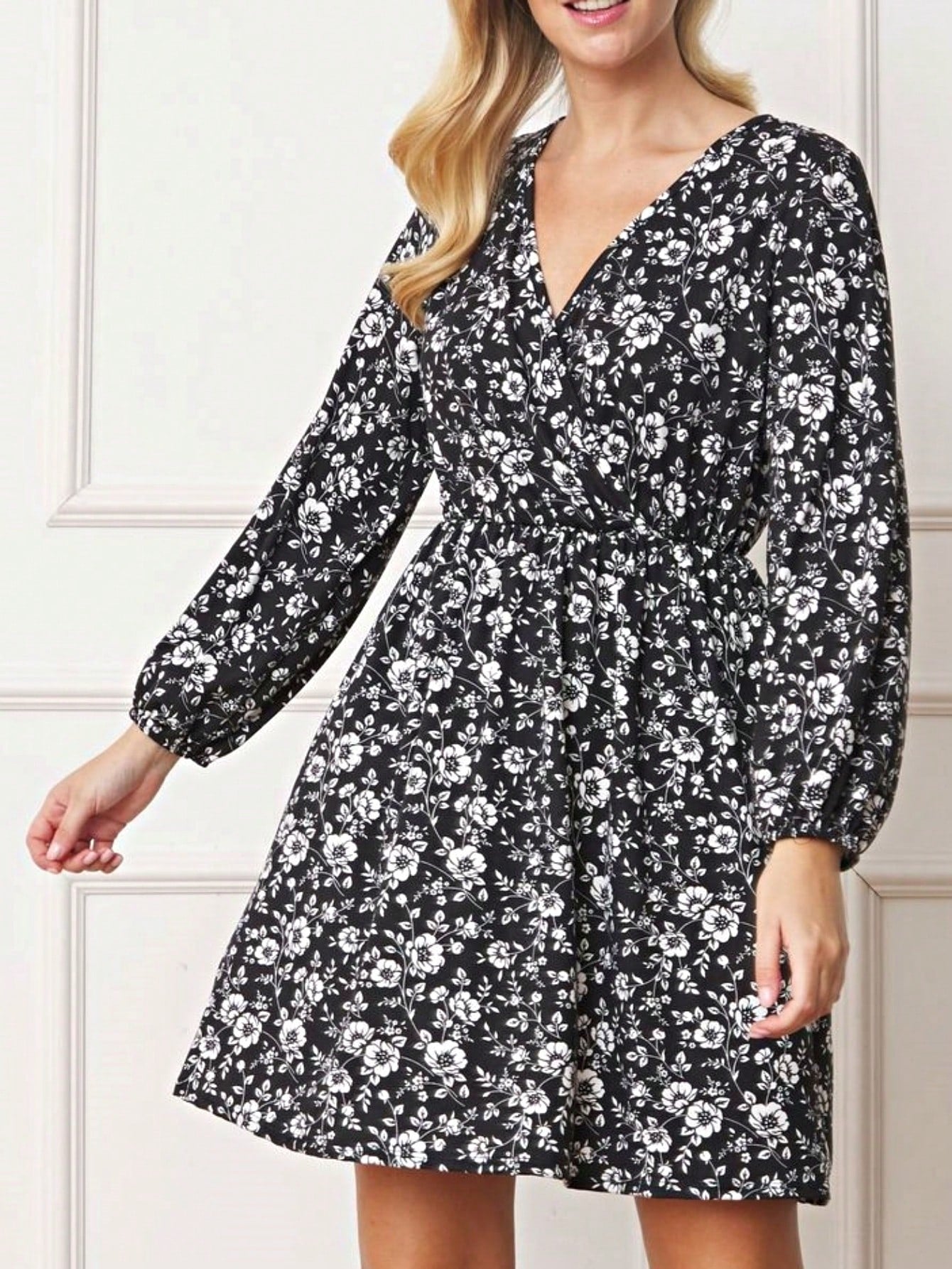 Boho Retro Half  Long Balloon Sleeve Ruffle Bell  Tiered Patch Work Flower Tiered Knit Dress