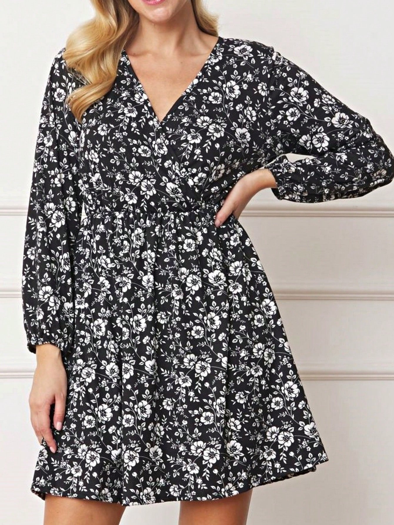 Boho Retro Half  Long Balloon Sleeve Ruffle Bell  Tiered Patch Work Flower Tiered Knit Dress