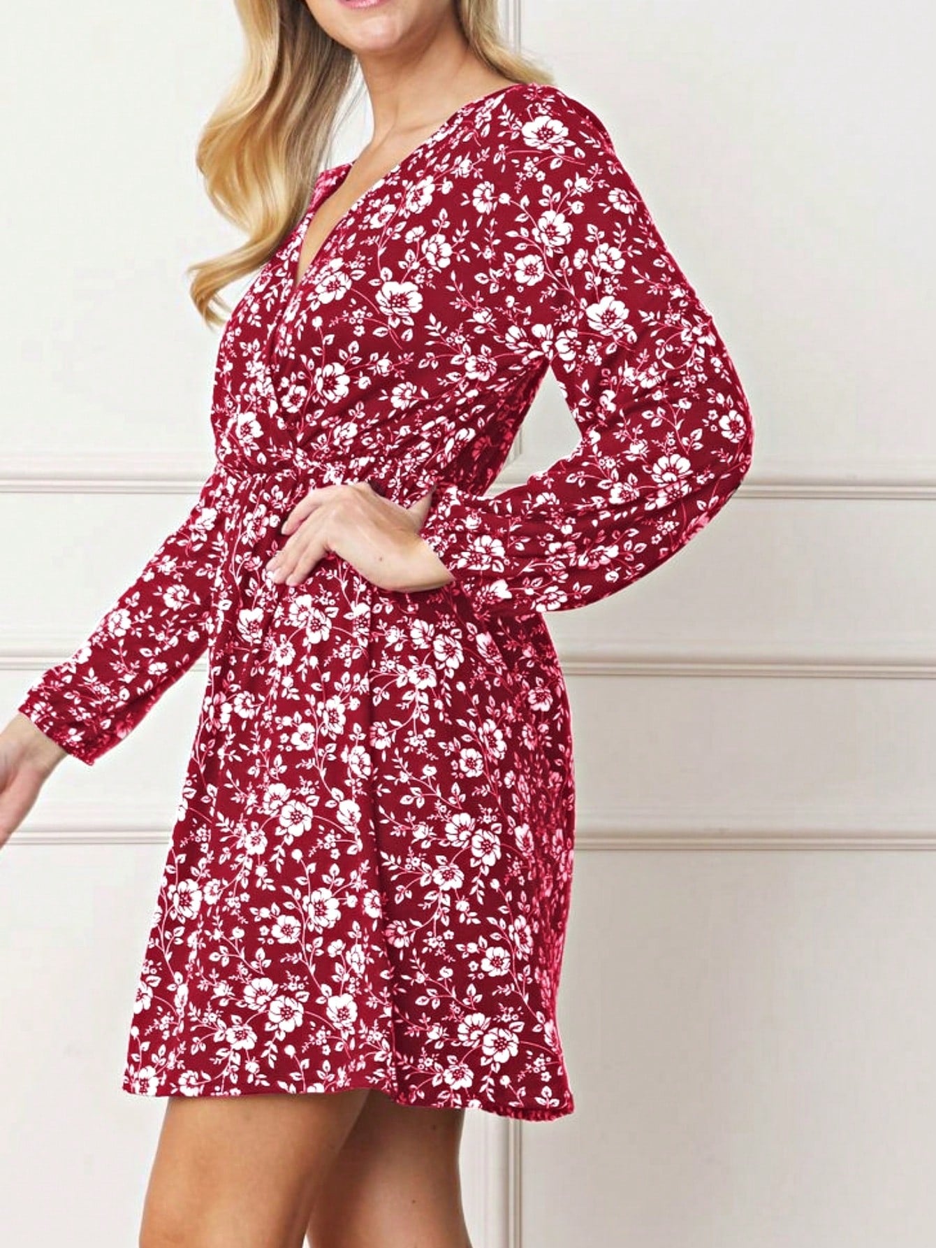 Boho Retro Half  Long Balloon Sleeve Ruffle Bell  Tiered Patch Work Flower Tiered Knit Dress