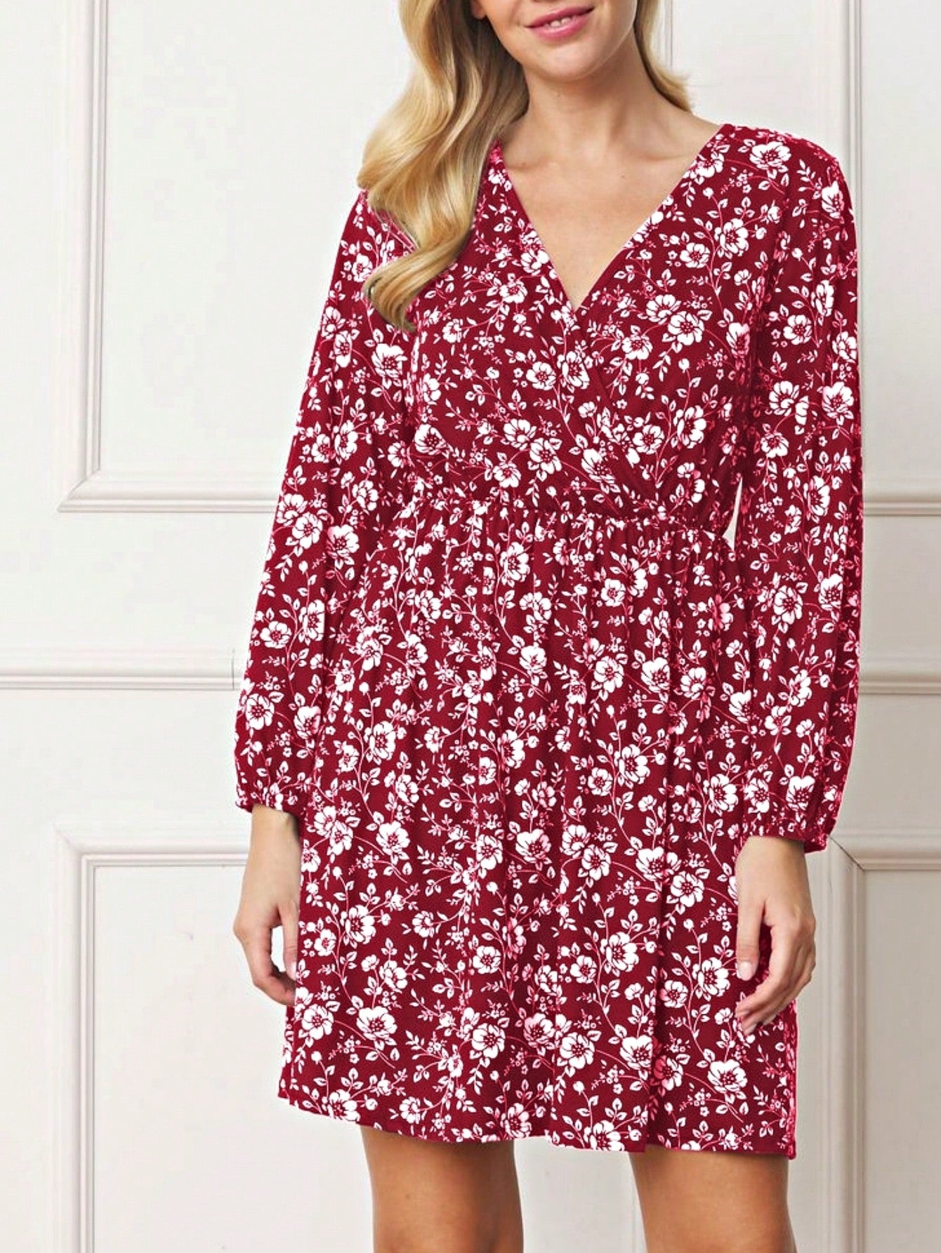Boho Retro Half  Long Balloon Sleeve Ruffle Bell  Tiered Patch Work Flower Tiered Knit Dress