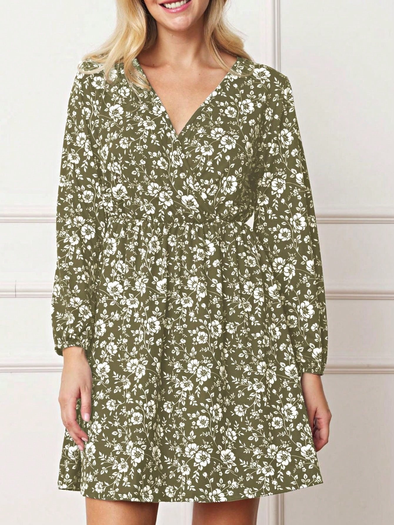 Boho Retro Half  Long Balloon Sleeve Ruffle Bell  Tiered Patch Work Flower Tiered Knit Dress