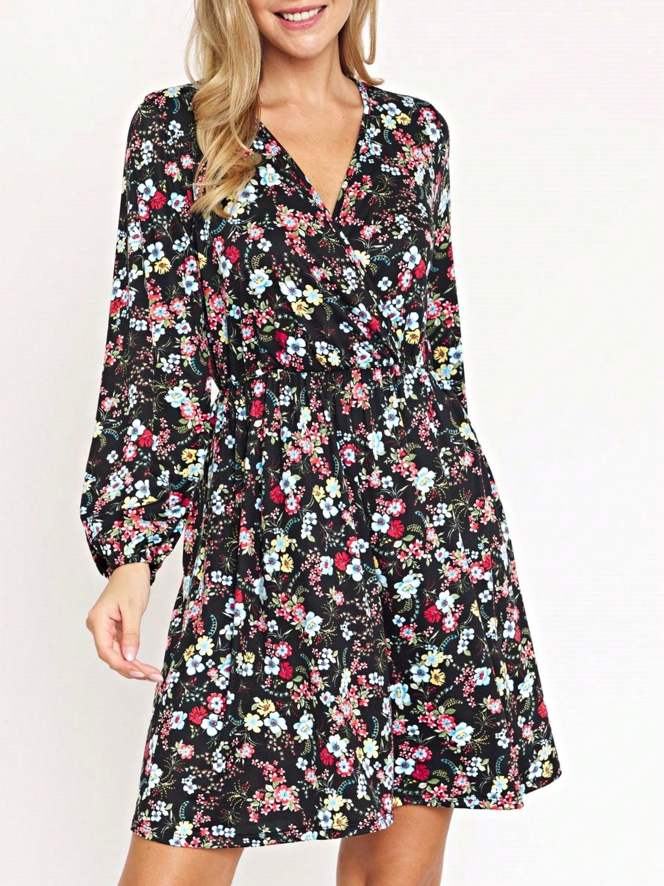 Boho Retro Half  Long Balloon Sleeve Ruffle Bell  Tiered Patch Work Flower Tiered Knit Dress
