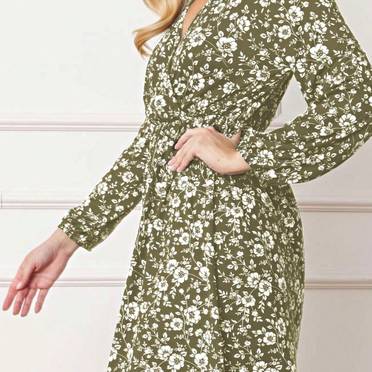 Boho Retro Half  Long Balloon Sleeve Ruffle Bell  Tiered Patch Work Flower Tiered Knit Dress