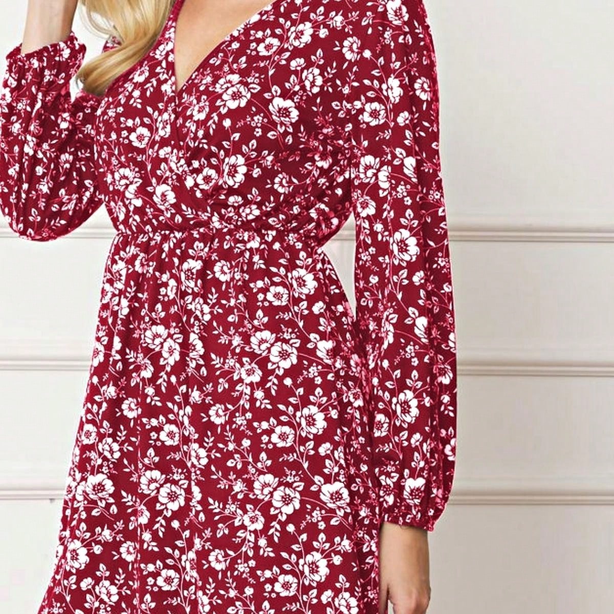 Boho Retro Half  Long Balloon Sleeve Ruffle Bell  Tiered Patch Work Flower Tiered Knit Dress