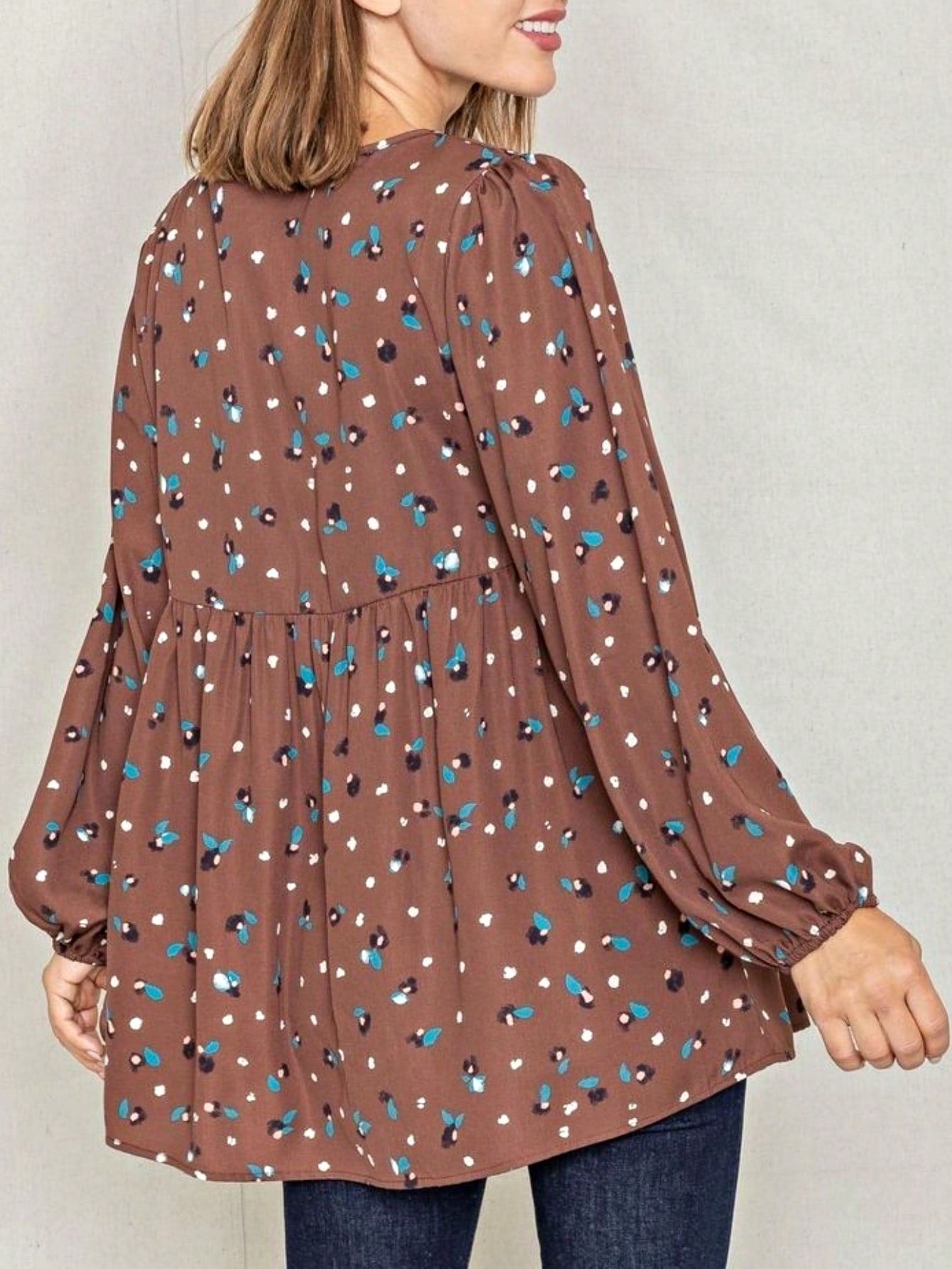 Boho Retro 90's Dot Baby Doll Tiered Ruffle Swing Black Brown Woven Fall Dress Small To 3XL Plus