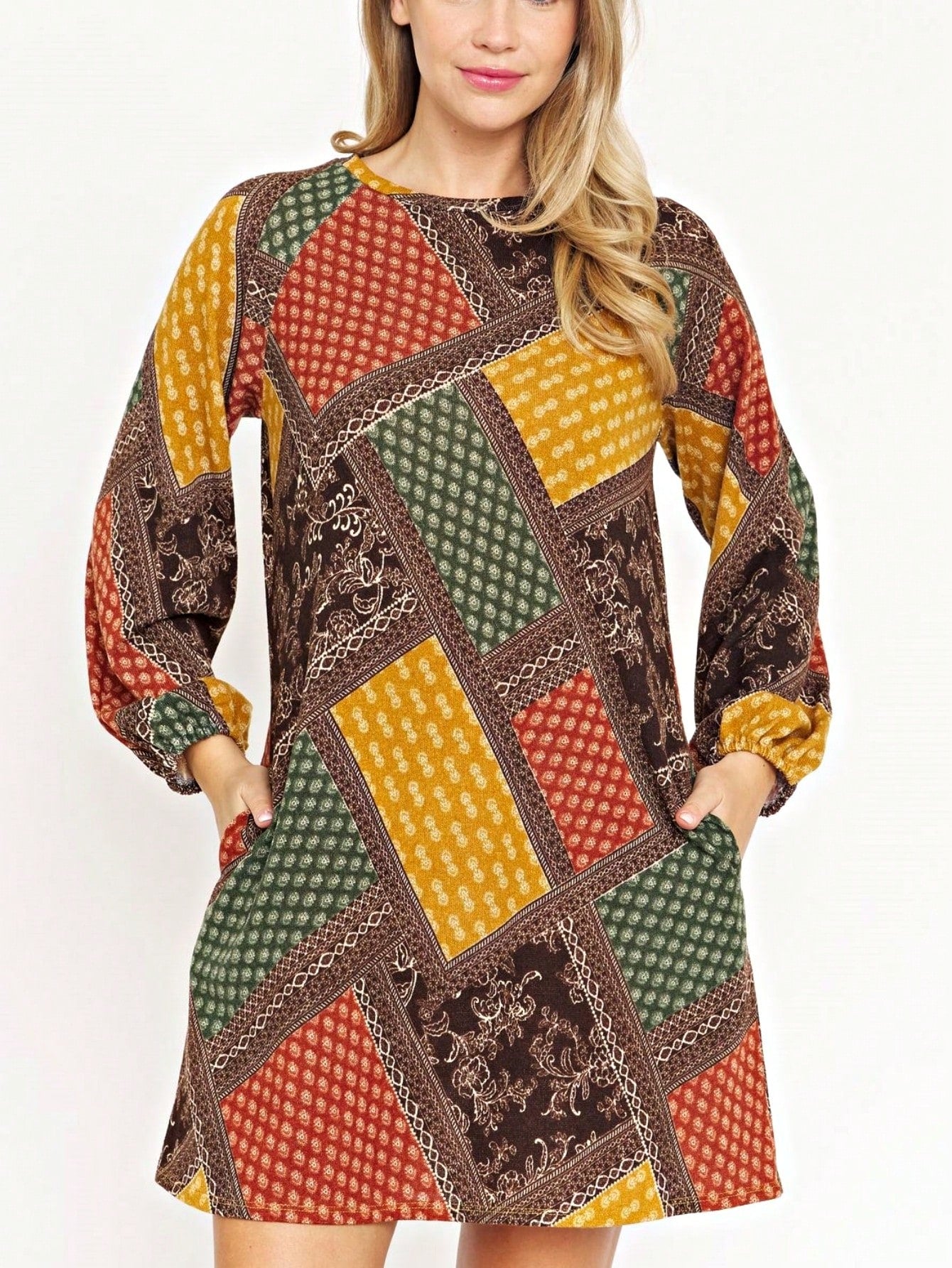 Summer Boho Retro Ditsy Floral  Notch Neck Bubble Sleeve Y2K Tiered Color Block Dress|  Small -3 XL