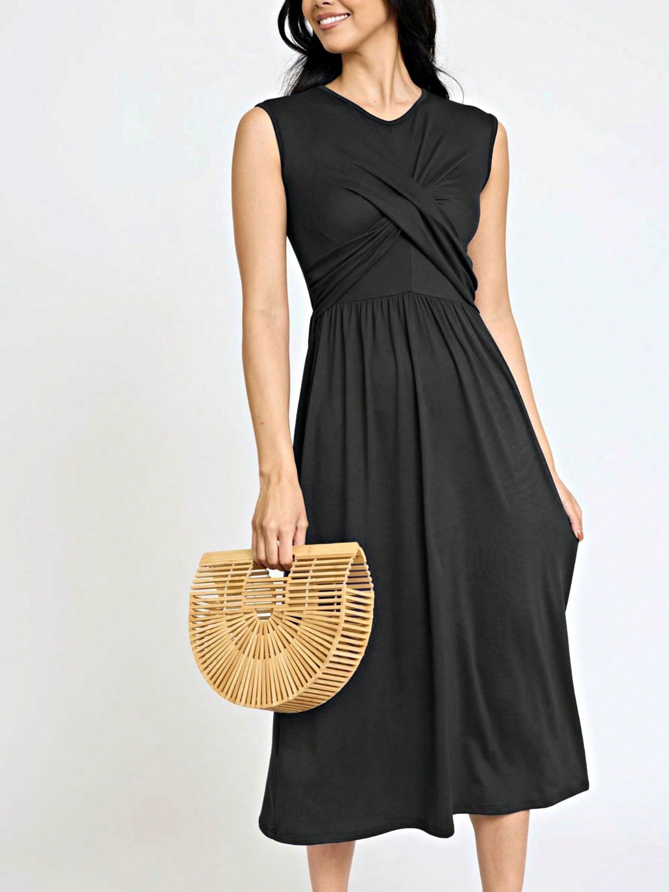 Boho Vacation Retro Solid Diagonal Tiered Midi Dress Balloon Bubble Sleeve  Bridesmaids Pink Red Sage Black Green Beige Olive