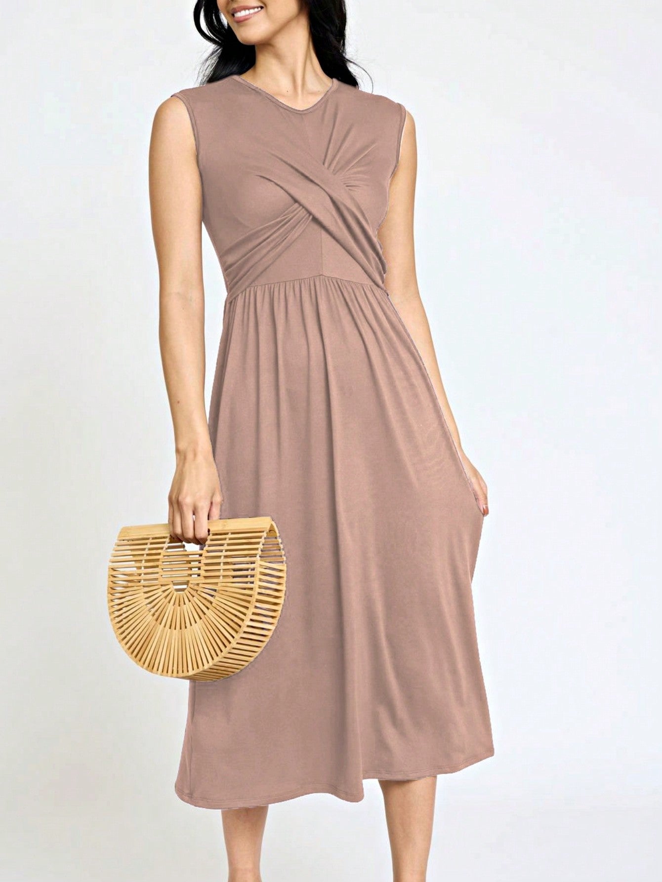 Boho Vacation Retro Solid Diagonal Tiered Midi Dress Balloon Bubble Sleeve  Bridesmaids Pink Red Sage Black Green Beige Olive