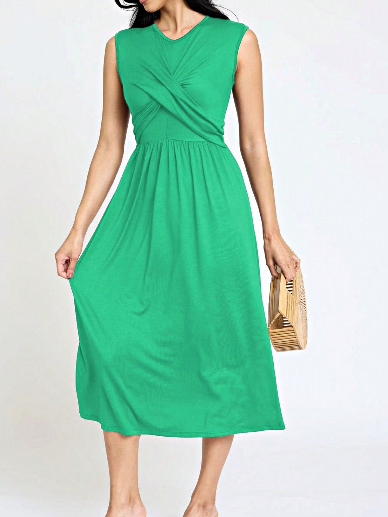 Boho Vacation Retro Solid Diagonal Tiered Midi Dress Balloon Bubble Sleeve  Bridesmaids Pink Red Sage Black Green Beige Olive