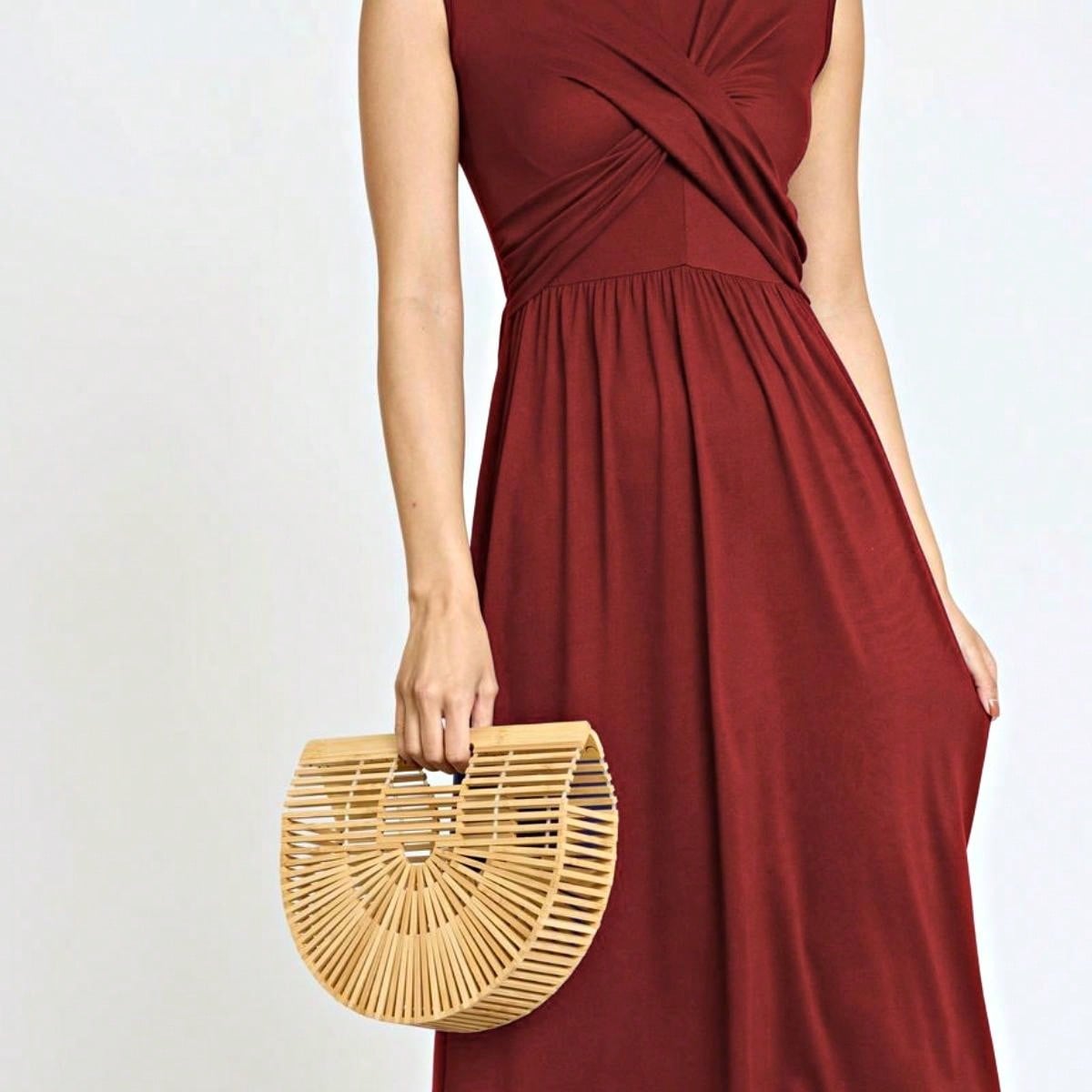 Boho Vacation Retro Solid Diagonal Tiered Midi Dress Balloon Bubble Sleeve  Bridesmaids Pink Red Sage Black Green Beige Olive
