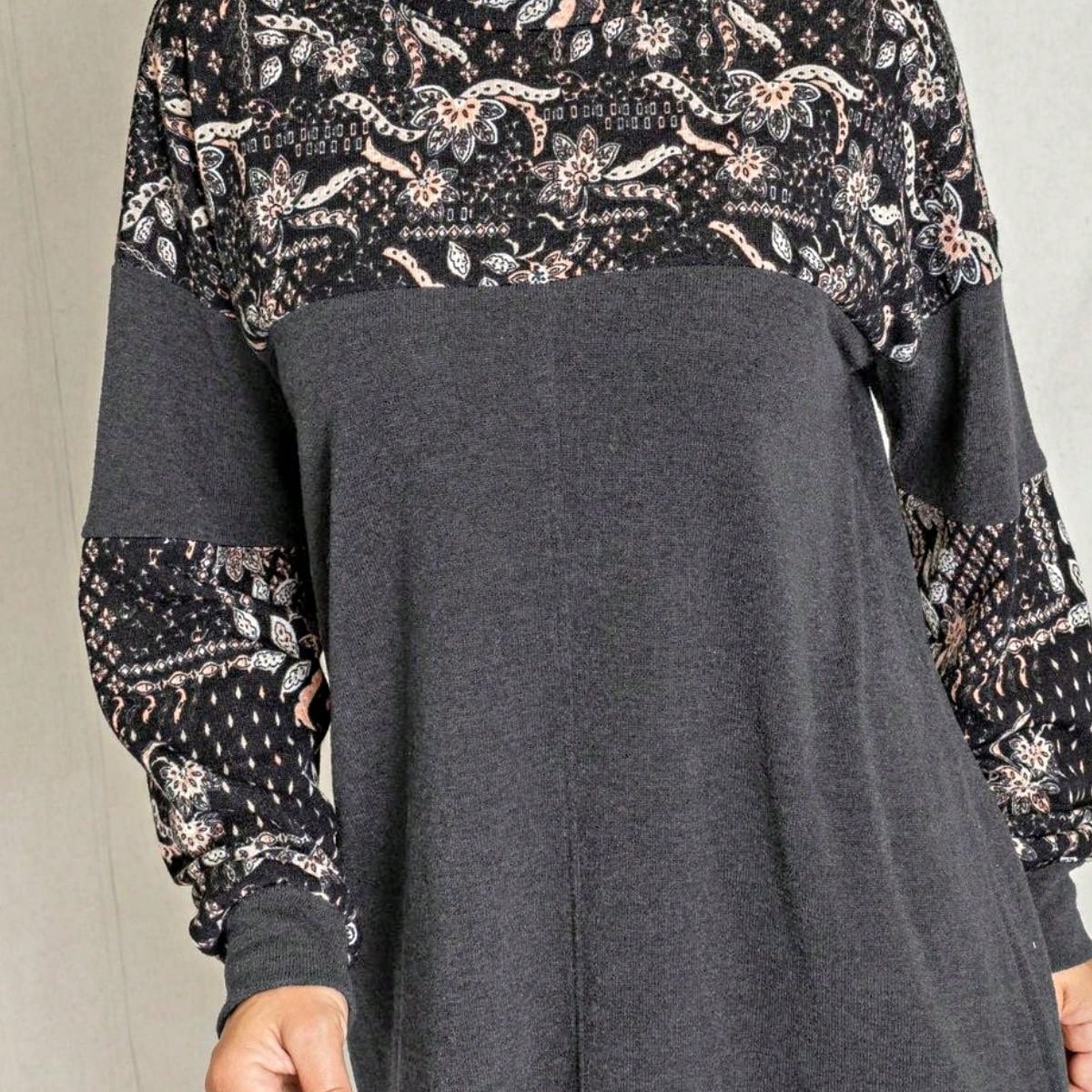 Boho Retro 90'sCheckered Solid Raglan Drop Shoulder Knit Top Sweatshirt Pullover Tunic