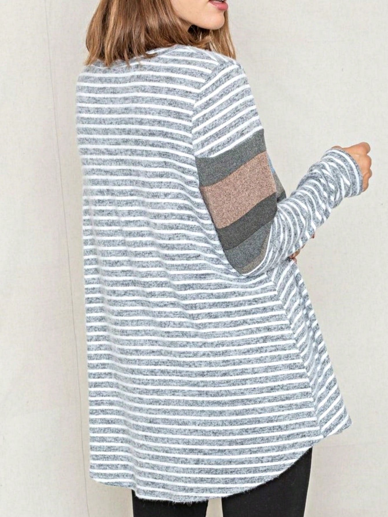 Boho Retro 90'sCheckered Solid Raglan Drop Shoulder Knit Top Sweatshirt Pullover Tunic