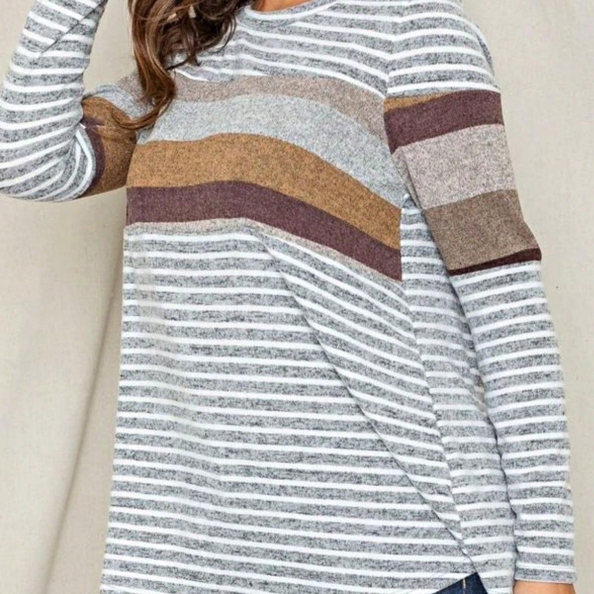 Boho Retro 90'sCheckered Solid Raglan Drop Shoulder Knit Top Sweatshirt Pullover Tunic