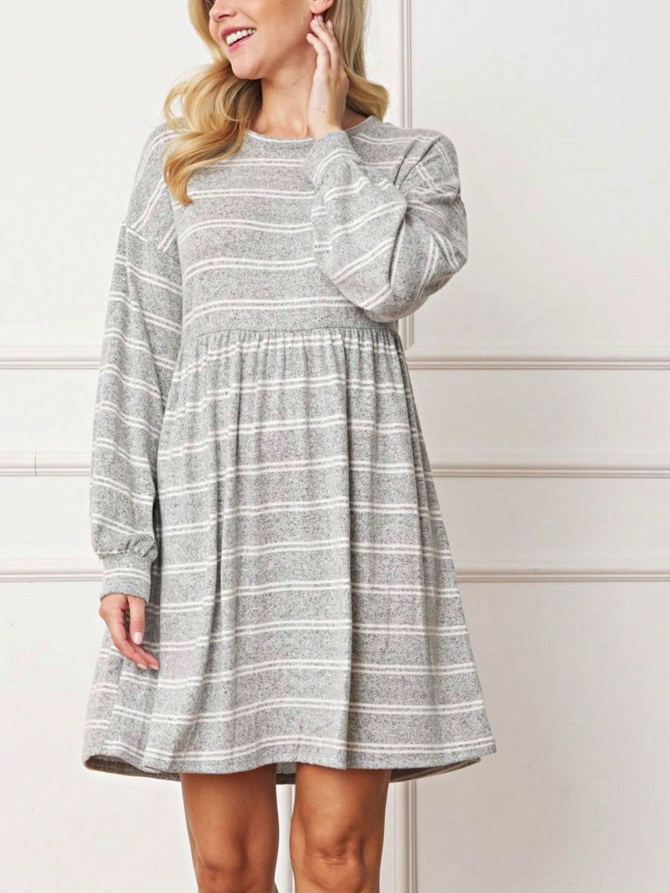 Boho Retro Knit Plaid Checker Floral Print Black Coral Cream Orange Off/One Shoulder Ruffle Sleeve Tiered Dress