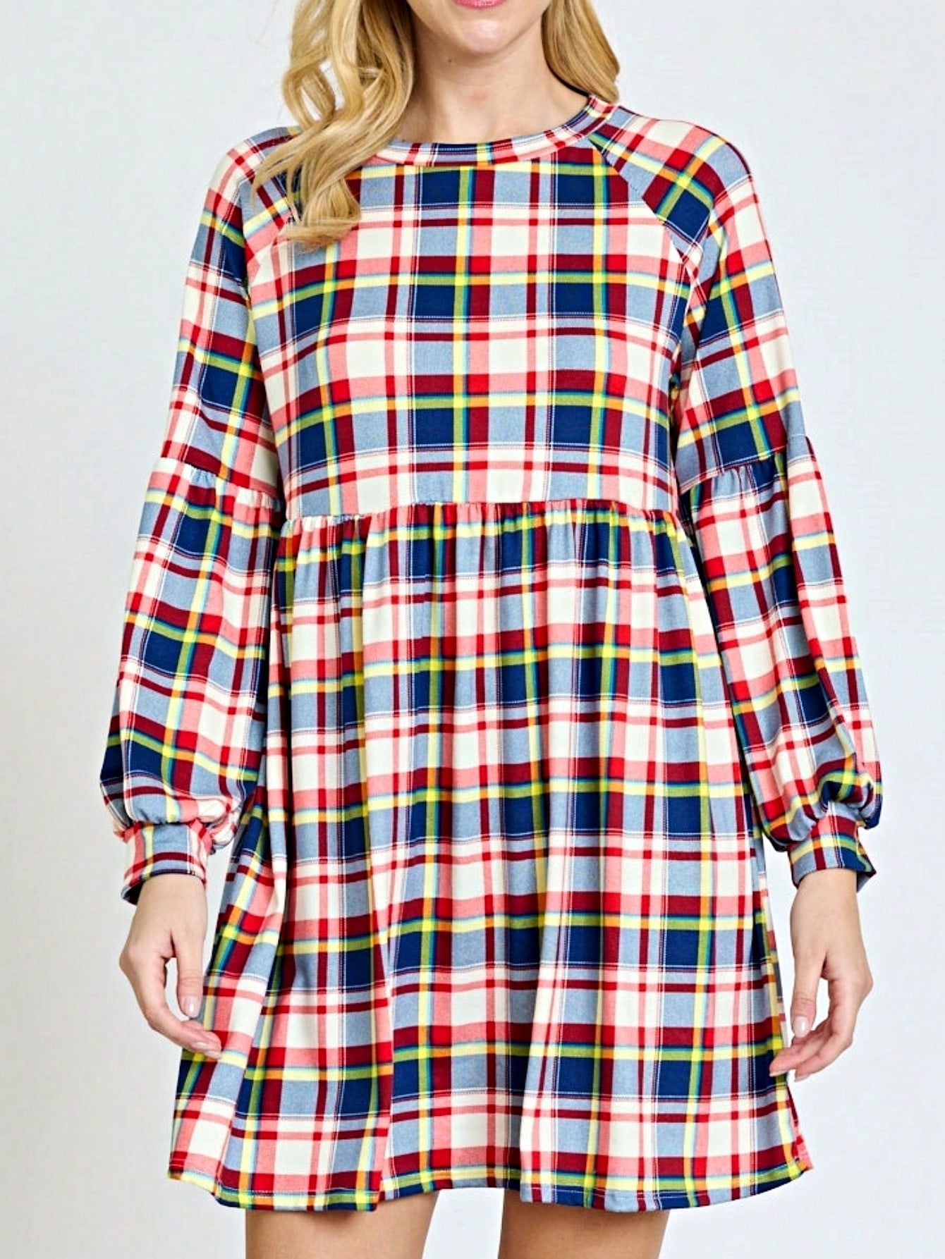 Boho Retro 70's 90's  Knit Brushed Ruffle Tiered Color Block Stripe Tunic Dress
