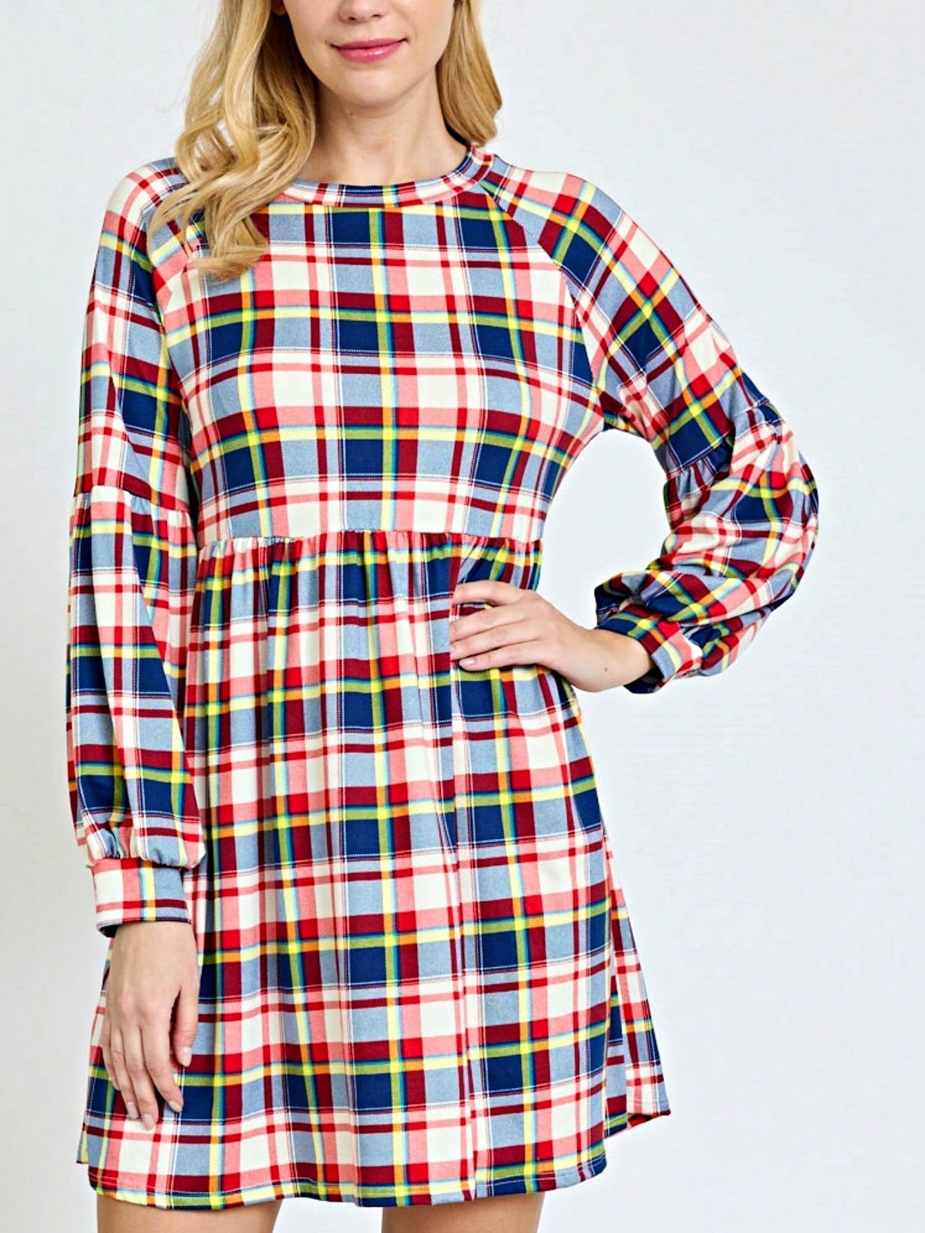 Boho Retro 70's 90's  Knit Brushed Ruffle Tiered Color Block Stripe Tunic Dress