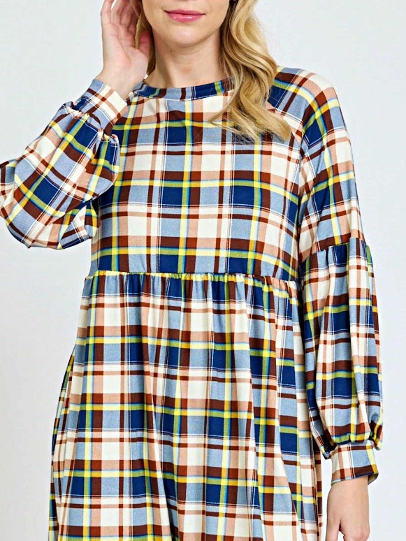 Boho Retro 70's 90's  Knit Brushed Ruffle Tiered Color Block Stripe Tunic Dress