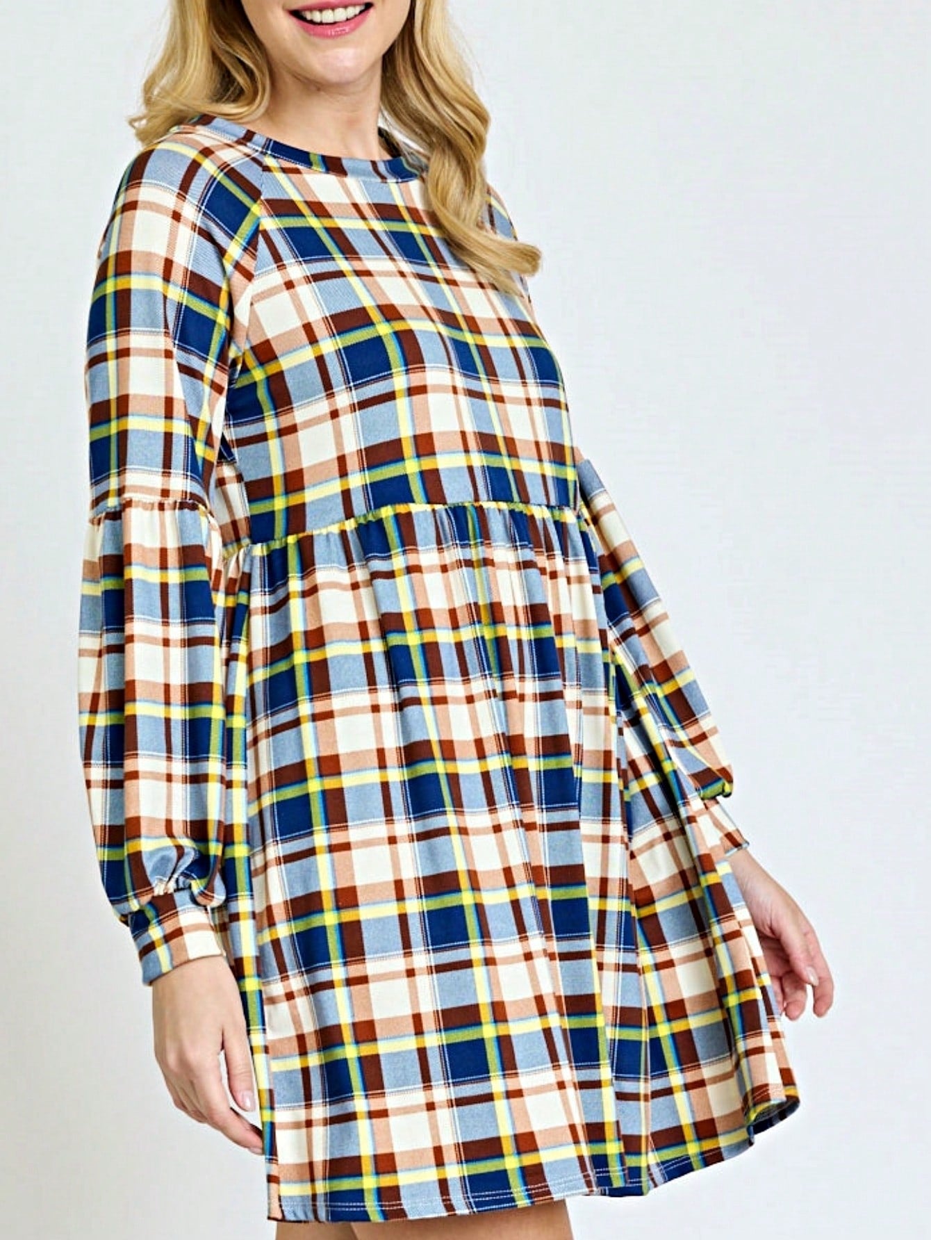 Boho Retro 70's 90's  Knit Brushed Ruffle Tiered Color Block Stripe Tunic Dress