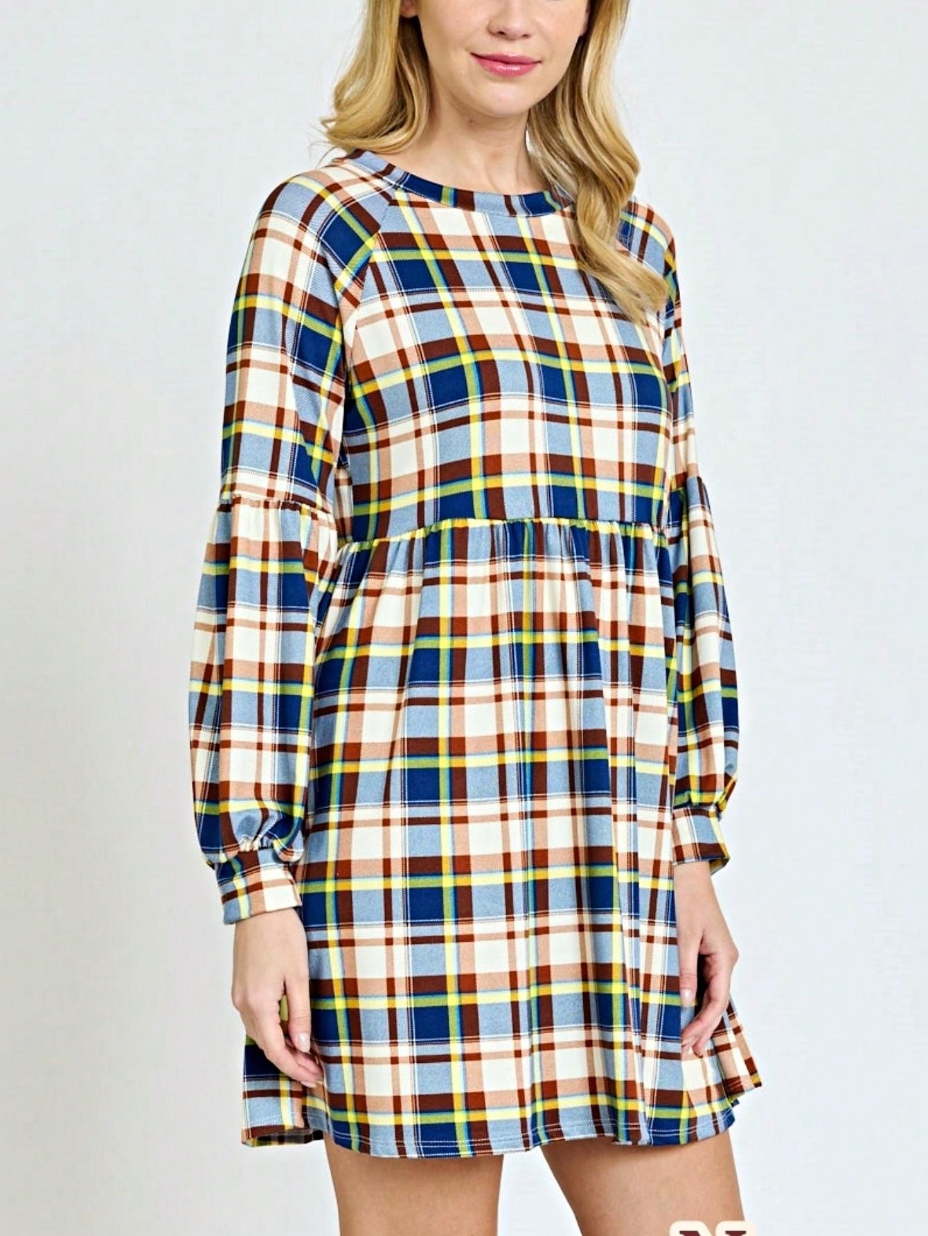 Boho Retro 70's 90's  Knit Brushed Ruffle Tiered Color Block Stripe Tunic Dress