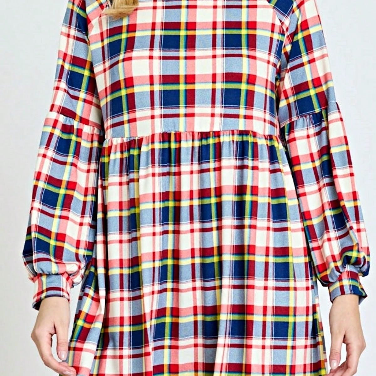 Boho Retro 70's 90's  Knit Brushed Ruffle Tiered Color Block Stripe Tunic Dress