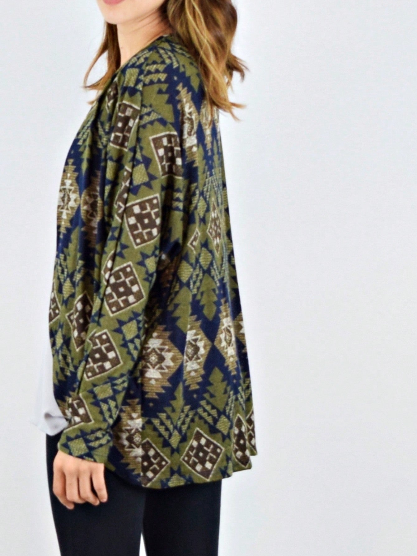Boho Vintage 90's Plaid Stripe Tie Dye  Elbow Patch 60's Classic Slouch Cardigan With Pocket