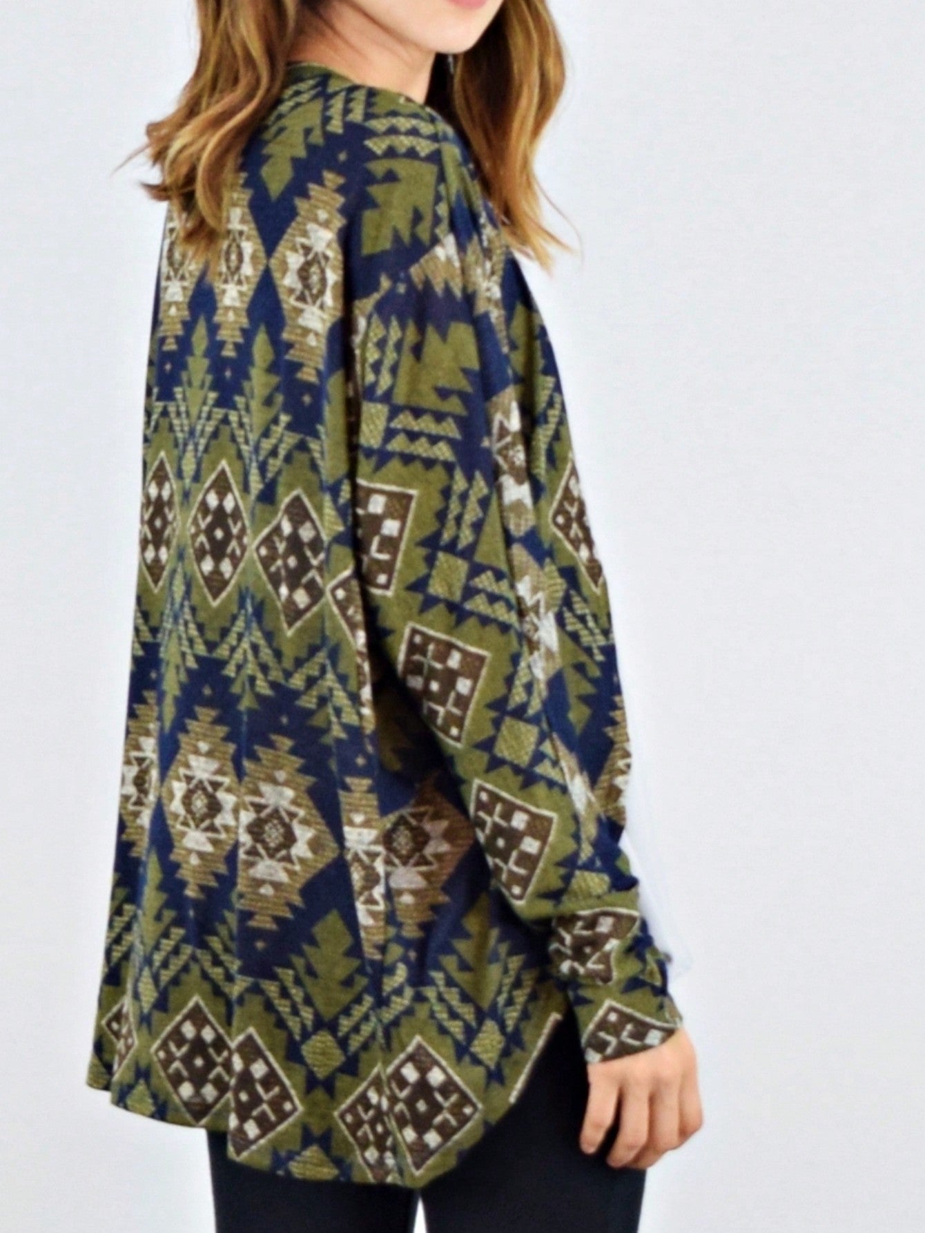 Boho Vintage 90's Plaid Stripe Tie Dye  Elbow Patch 60's Classic Slouch Cardigan With Pocket