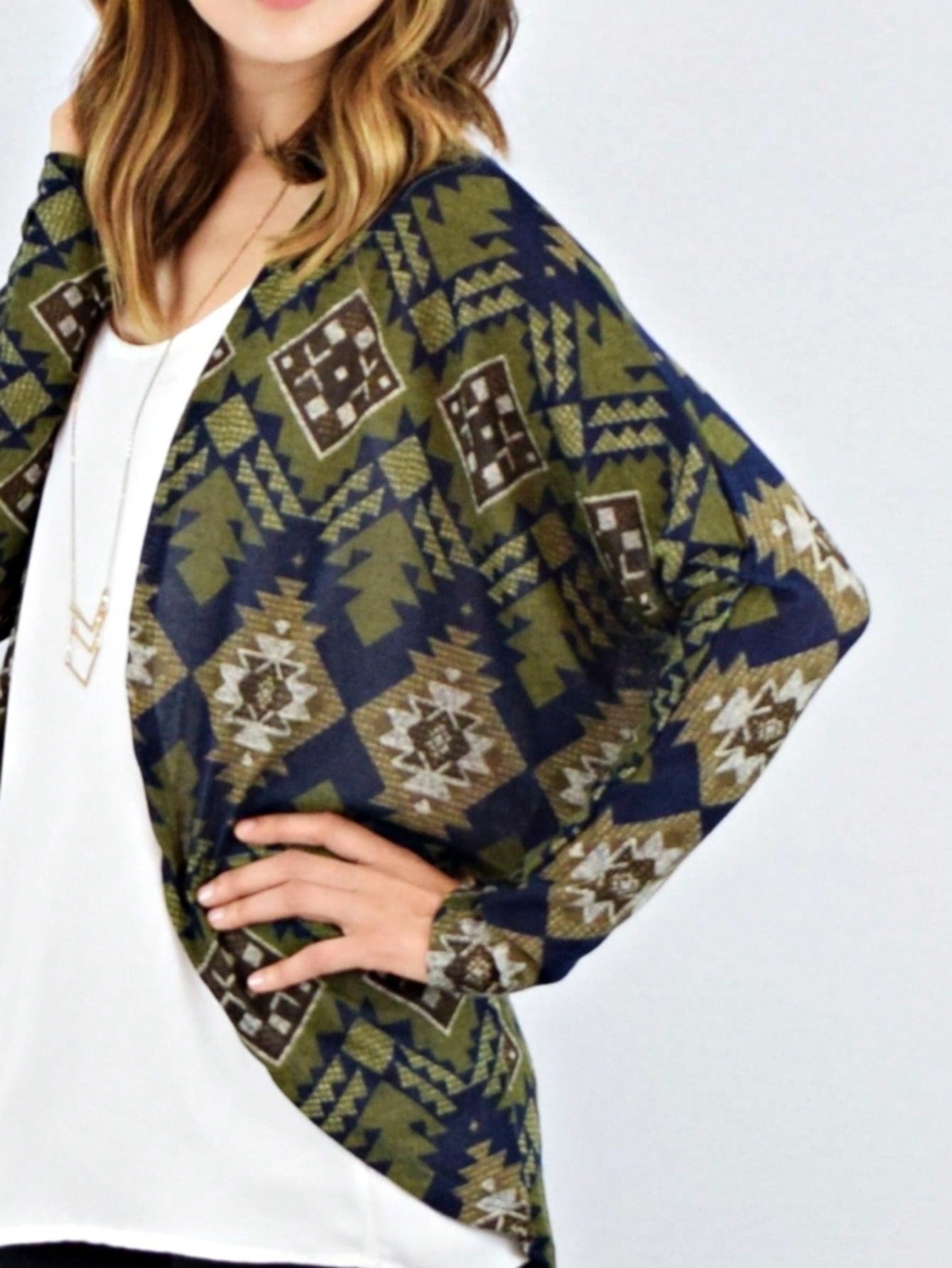 Boho Vintage 90's Plaid Stripe Tie Dye  Elbow Patch 60's Classic Slouch Cardigan With Pocket