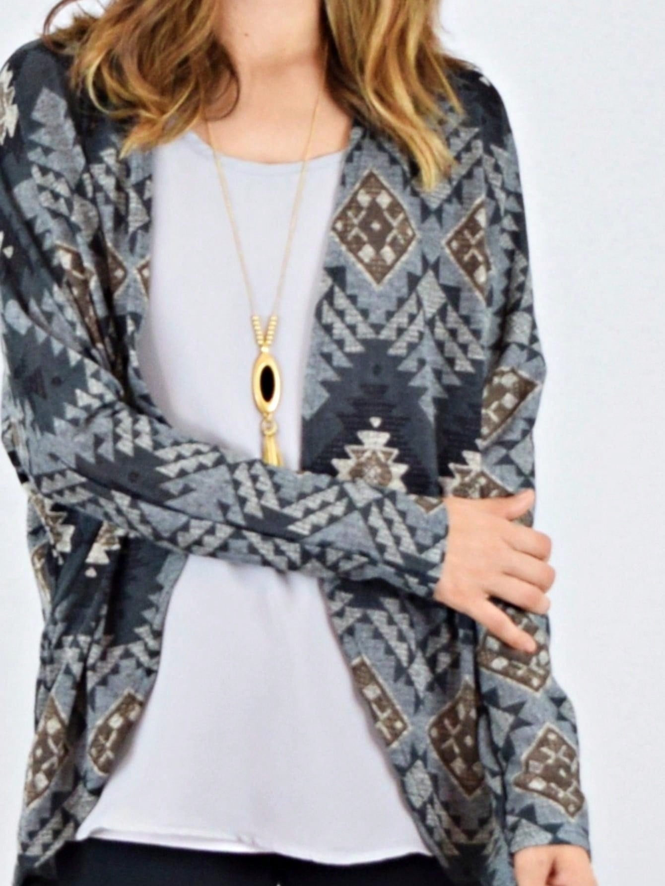 Boho Vintage 90's Plaid Stripe Tie Dye  Elbow Patch 60's Classic Slouch Cardigan With Pocket