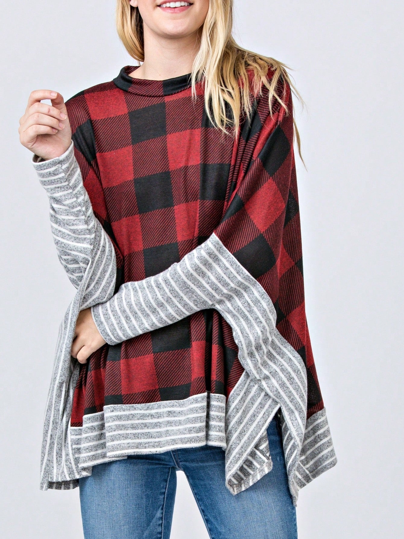 Boho Retro 90's Vintage Black Round Cowl Draped Neck Nordic Dolman Batwing Sleeve Poncho Cape Tunic Top Sweater Pullover